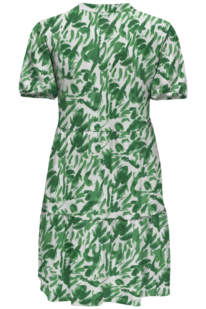 JDYZOEY S/S V NECK DRESS JRS ATK 15322336 CLOUD DANCER/ MEDIUM GREEN